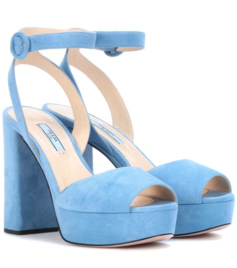 prada blue suede sandals|Prada raffia sandals.